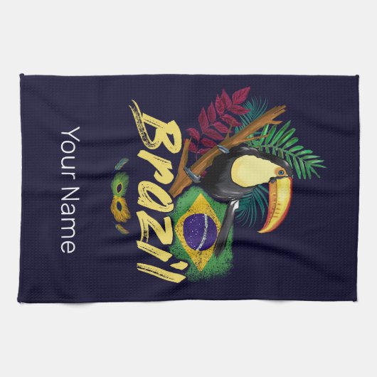 Brazilië Toucan Flag Samba Masker Souvenir Theedoek (Horizontaal)