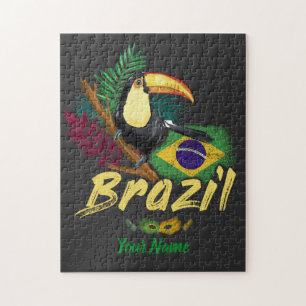 Brazilië  Toucan met vlag en masker van Samba Legpuzzel
