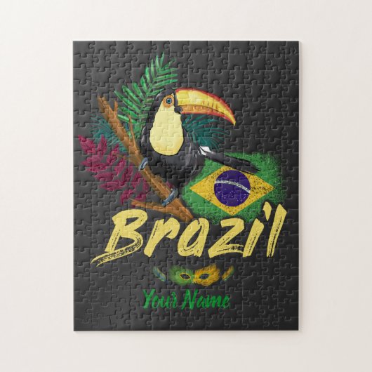 Brazilië  Toucan met vlag en masker van Samba Legpuzzel (Verticaal)