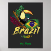Brazilië  Toucan met vlag en masker van Samba Poster (Voorkant)