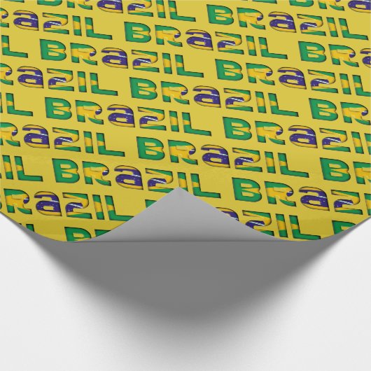 Brazilië Typografie Patroon Braziliaanse vlag kleu Cadeaupapier (Hoek)