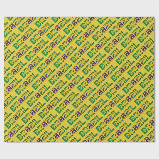 Brazilië Typografie Patroon Braziliaanse vlag kleu Cadeaupapier (Vlak)