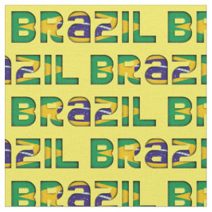 Brazilië Typografie Patroon Braziliaanse vlagkleu Stof