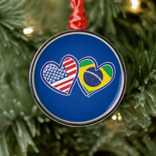 Brazilië USA Love Hearts Metalen Ornament