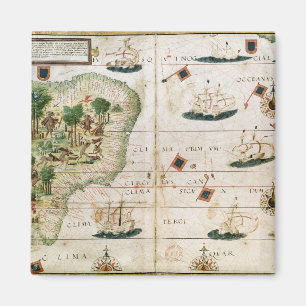 Brazilië van de Miller Atlas door Pedro Reinel Magneet
