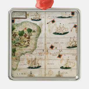 Brazilië van de 'Miller Atlas' door Pedro Reinel Metalen Ornament