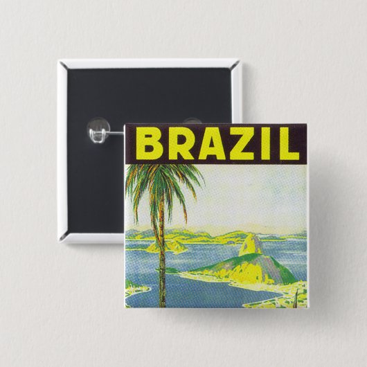 Brazilië Vierkante Button 5,1 Cm (Voorkant /achterkant)