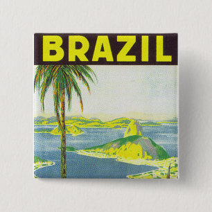 Brazilië Vierkante Button 5,1 Cm