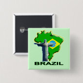 Brazilië Vierkante Button 5,1 Cm (Voorkant /achterkant)