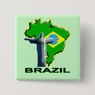 Brazilië Vierkante Button 5,1 Cm