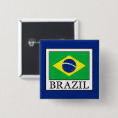 Brazilië Vierkante Button 5,1 Cm (Voorkant /achterkant)
