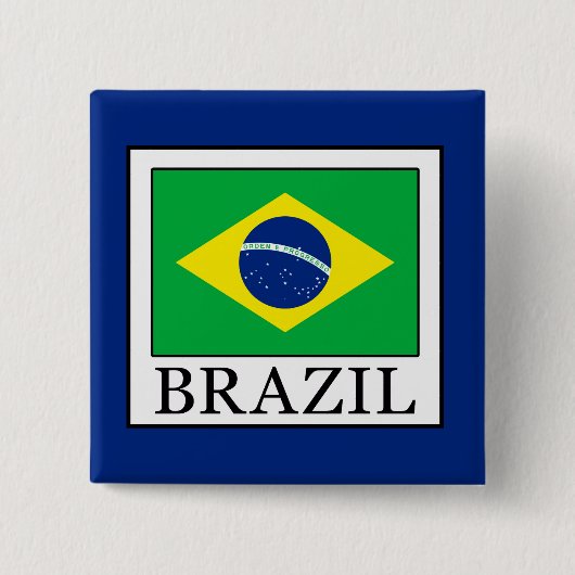 Brazilië Vierkante Button 5,1 Cm (Voorkant)