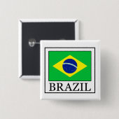 Brazilië Vierkante Button 5,1 Cm (Voorkant /achterkant)