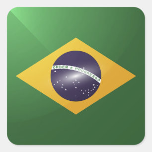 Brazilië vierkante glossy vlag sticker