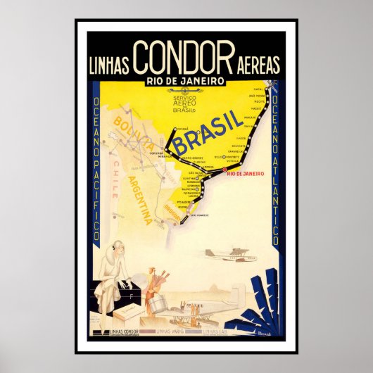 Brazilië Vintage Travel Poster (Voorkant)