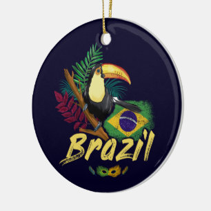 Brazilië Vintage Tukanen Vlag Samba Masker Souveni Keramisch Ornament