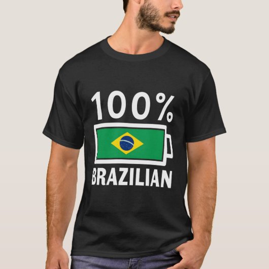 Brazilië Vlag 100 Braziliaans T-shirt voor batteri (Voorkant)