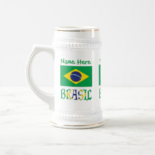 Brazilië Vlag Brazilië Gepersonaliseerde Naam Bierpul