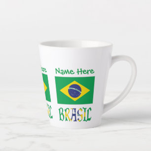 Brazilië Vlag Brazilië Gepersonaliseerde Naam Latte Mok