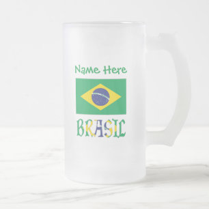 Brazilië Vlag Brazilië Gepersonaliseerde naam Matglas Bierpul