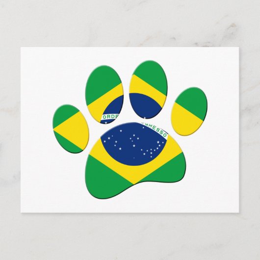 Brazilië Vlag Hond Poot Print Briefkaart (Voorkant)