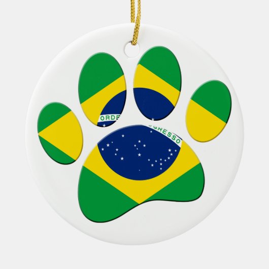 Brazilië Vlag Hond Poot Print Keramisch Ornament (Voorkant)
