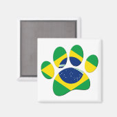 Brazilië Vlag Hond Poot Print Magneet (Voorkant / Achterkant)