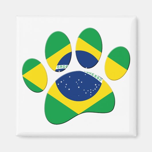 Brazilië Vlag Hond Poot Print Magneet (Voorkant)