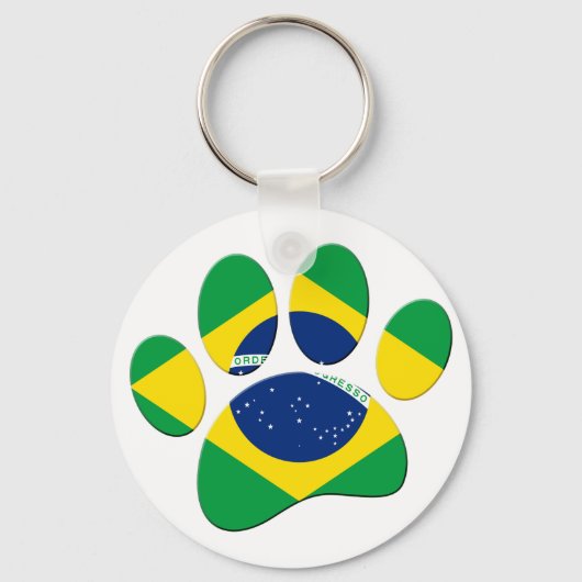 Brazilië Vlag Hond Poot Print Sleutelhanger (Voorkant)