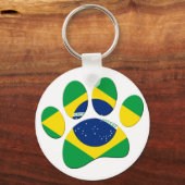 Brazilië Vlag Hond Poot Print Sleutelhanger (Achterkant)