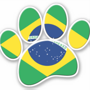 Brazilië Vlag Hond Poot Print Sticker