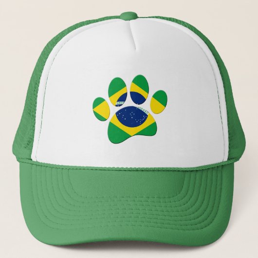 Brazilië Vlag Hond Poot Print Trucker Pet (Voorkant)