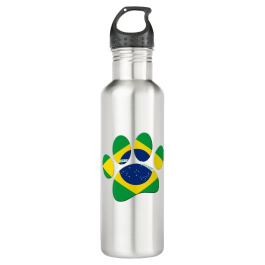 Brazilië Vlag Hond Poot Print Waterfles (Voorkant)