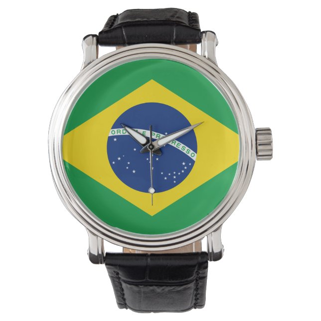 Brazilië Vlag Horloge (Voorkant)