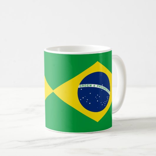Brazilië Vlag Keramische Mok (Voorkant rechts)