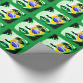 Brazilië Vlag Meisje Portret Wrapping_paper Cadeaupapier (Hoek)