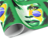 Brazilië Vlag Meisje Portret Wrapping_paper Cadeaupapier (Rol Hoek)