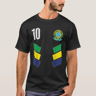 Brazilië Vlag Nummer 10 Voetbal Fan Mannen Vrouwen T-shirt