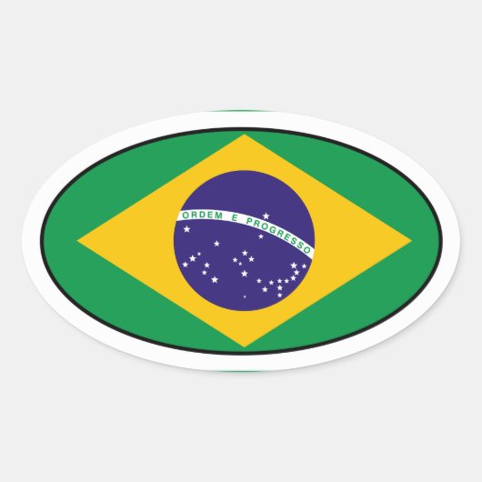 Brazilië Vlag Ovale Sticker (Voorkant)