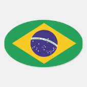 Brazilië Vlag Ovale Sticker (Voorkant)