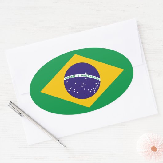 Brazilië Vlag Ovale Sticker (Envelop)