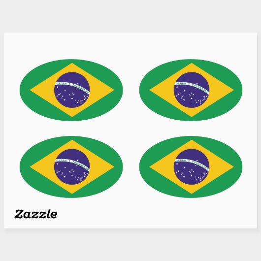 Brazilië Vlag Ovale Sticker (Vel)