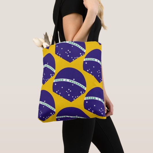 Brazilië vlag patroon tote bag (Dichtbij)