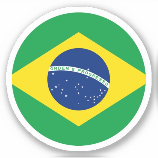 Brazilië Vlag Ronde Sticker (Voorkant)