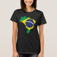 Brazilië Vlag T-shirt Uniek Braziliaans Kaart Ontw