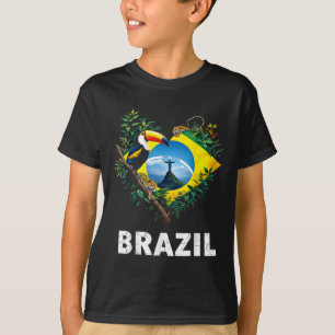Brazilië Vlag Toucan Oerwoud Hart T-shirt