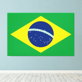 Brazilië vlag Uitgerekt Canvas Print (Insitu (Houten vloer))