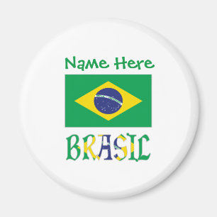 Brazilië Vlag van Brazilië Groene Gepersonaliseerd Magneet