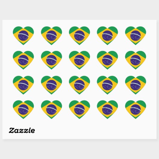 Brazilië: Vlag van Brazilië Hart Sticker (Vel)
