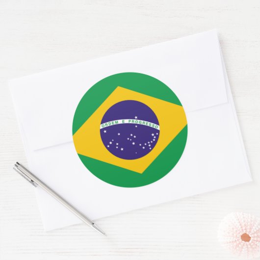 Brazilië: vlag van Brazilië Ronde Sticker (Envelop)
